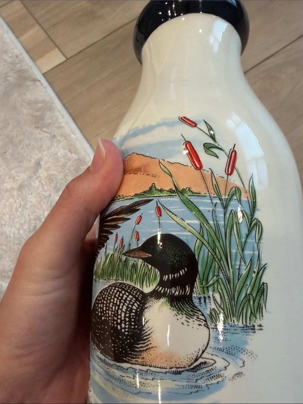 Decorative Vase with Common Loons Artwork Ducks Birds